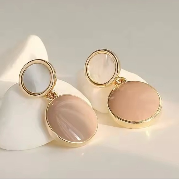 Drip Glazed Earrings - Peach, Ivory, Gold - Picture 6 of 7